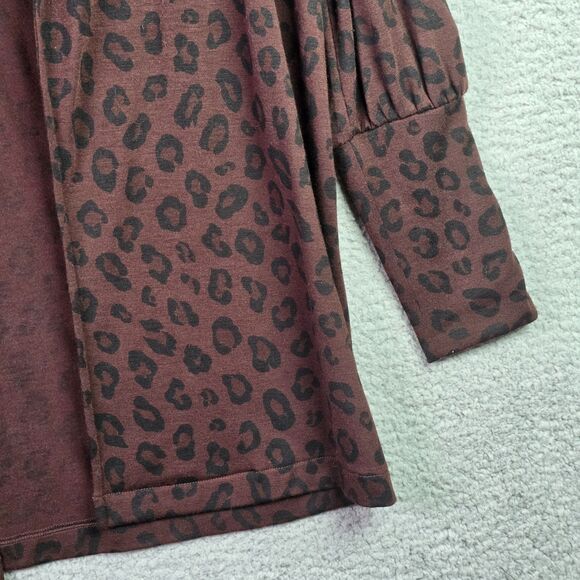 Ann Taylor Open Front Leopard Cardigan Large Brown Black Trendy Fall Workwear - Picture 4 of 14